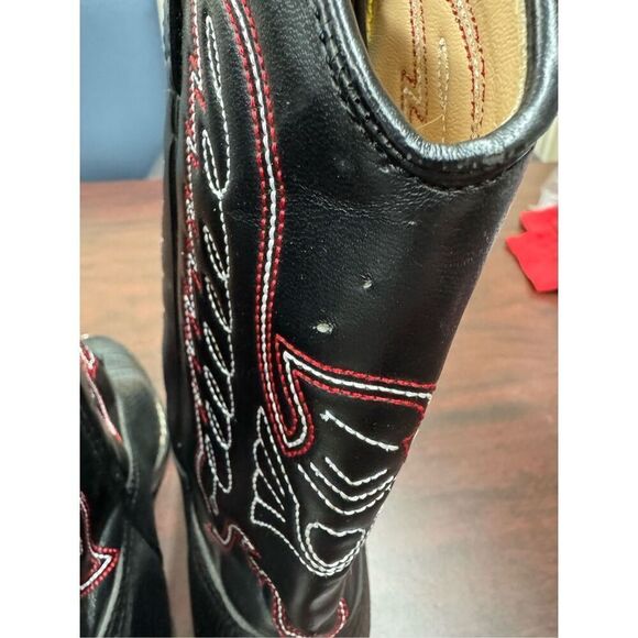 Durango Youth Black Lizard Print Cowboy Boots Size 3.5 - Picture 4 of 11